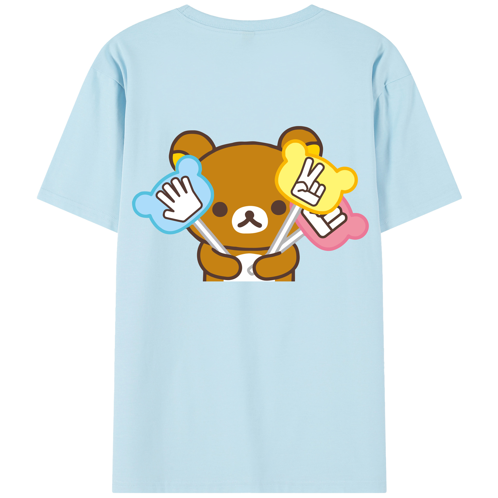 （画像用） リラックマ リラックマ キイロイトリ Rilakkuma Korilakkuma Kiiroitori 綿100％半袖Tシャツ（背面プリント）